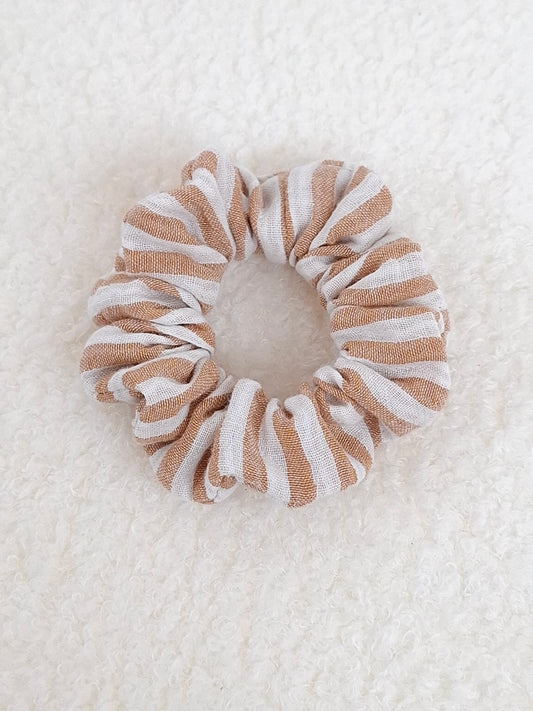 Chouchou double gaze de coton rayé terracota