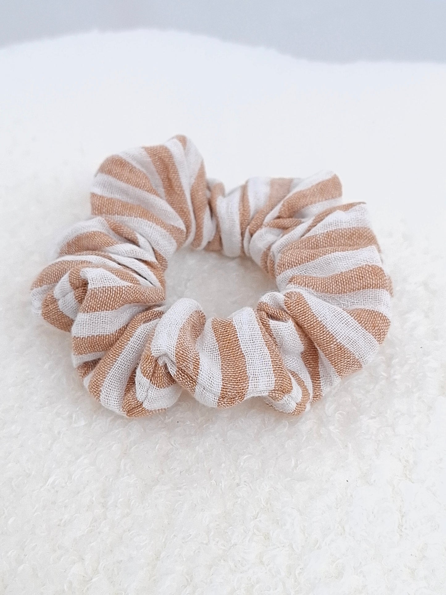 Chouchou double gaze de coton rayé terracota