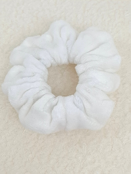 Chouchou minky à pois blanc