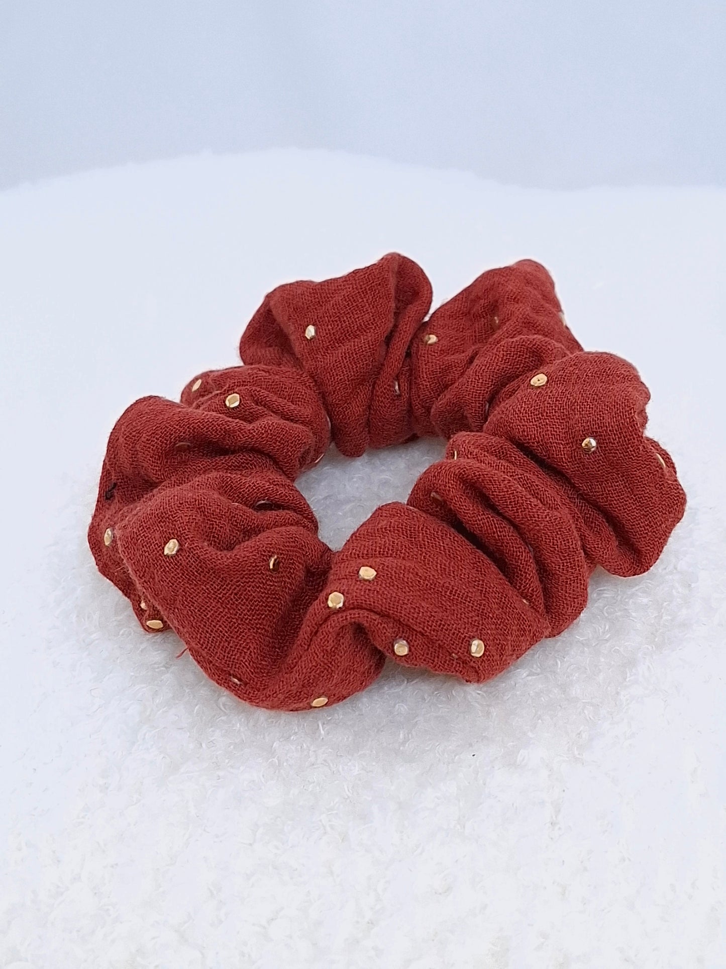 Chouchou double gaze de coton terracota