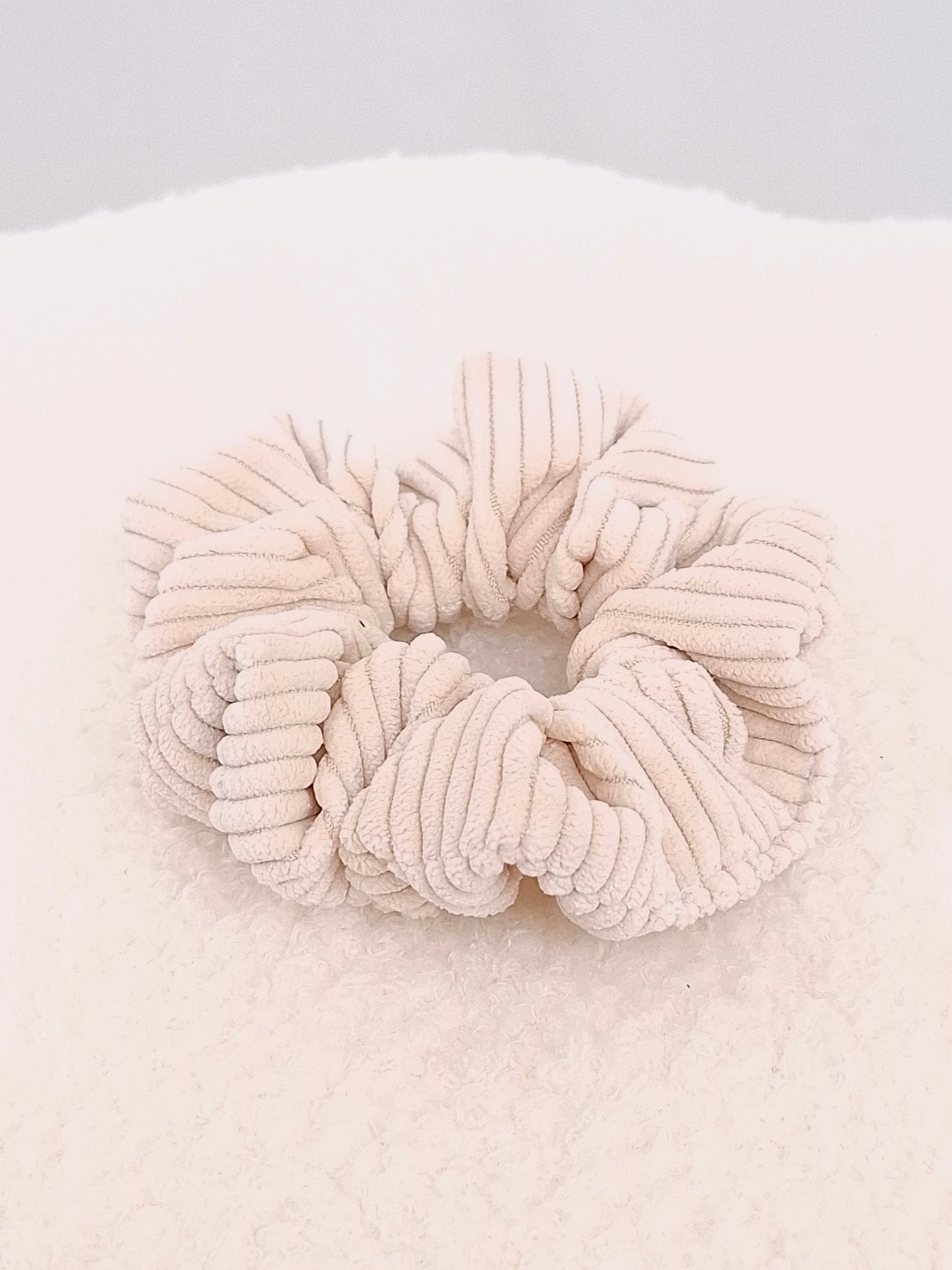 Chouchou velour cotelé beige