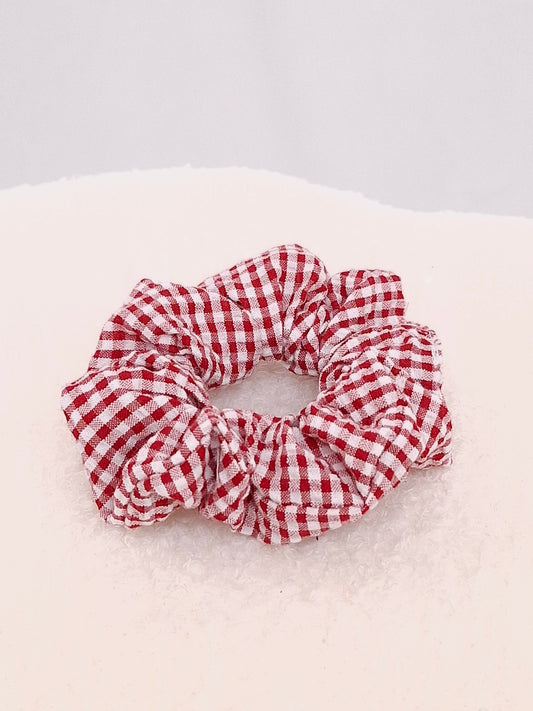 Chouchou coton vichy rouge et blanc