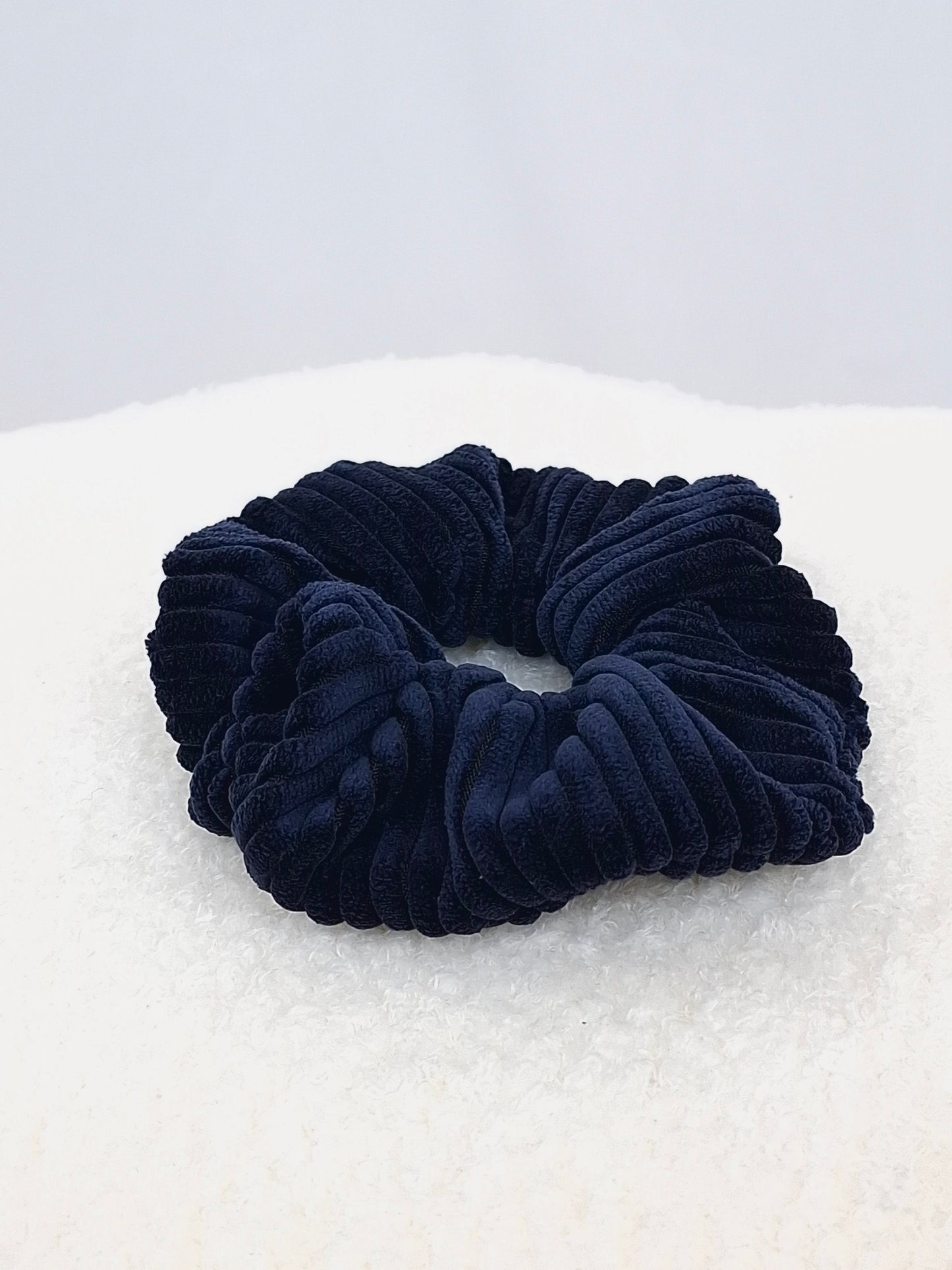 Chouchou velour cotelé bleu marine