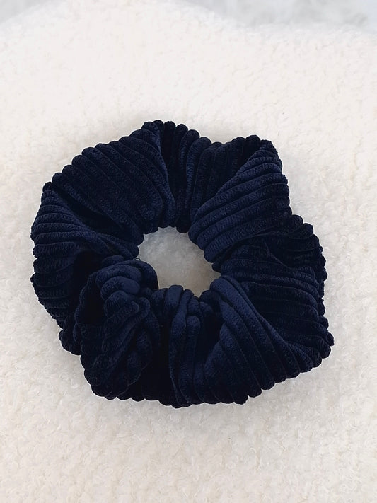 Chouchou velour cotelé bleu marine