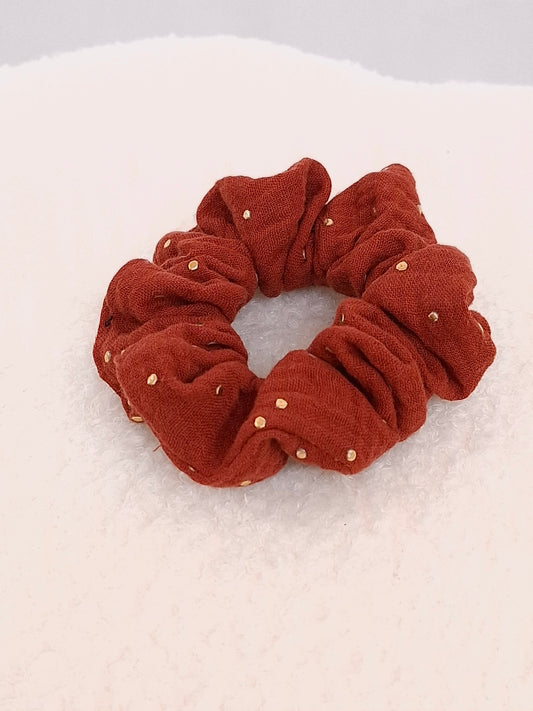 Chouchou double gaze de coton terracota