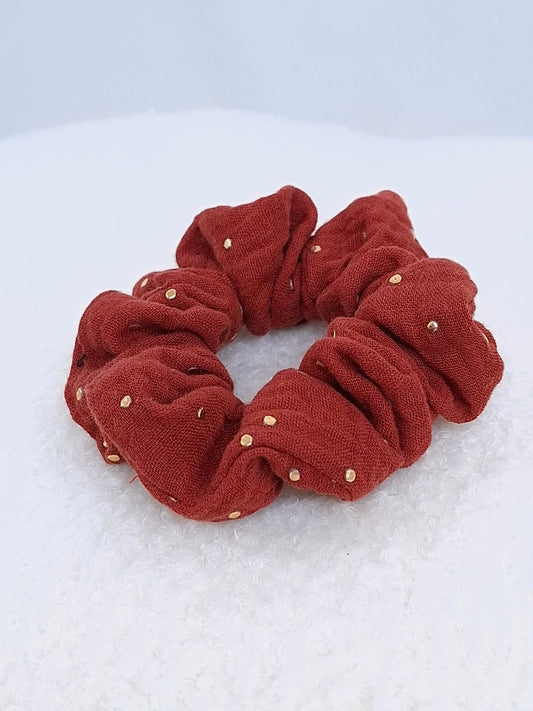 Chouchou double gaze de coton terracota