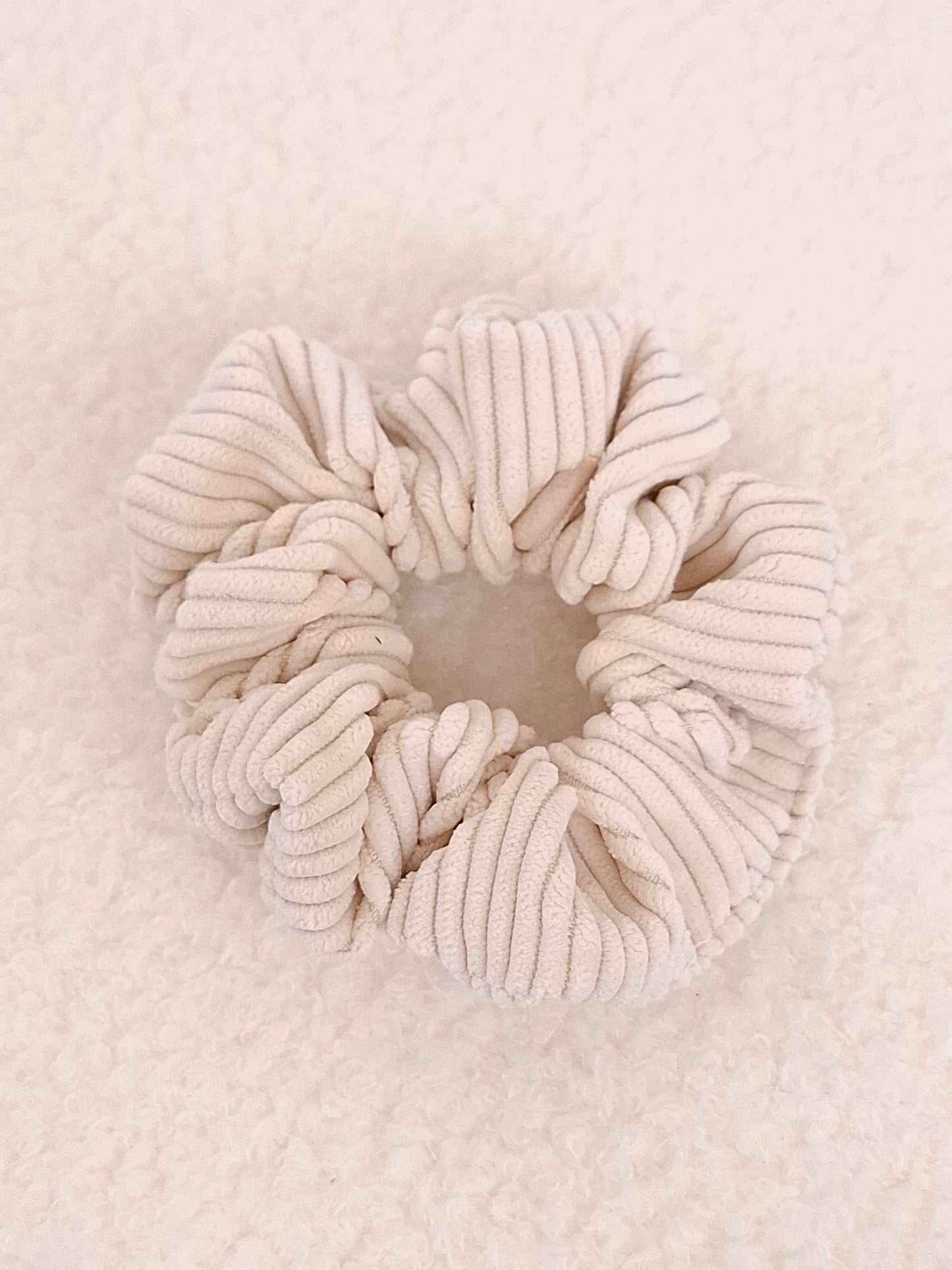 Chouchou velour cotelé beige