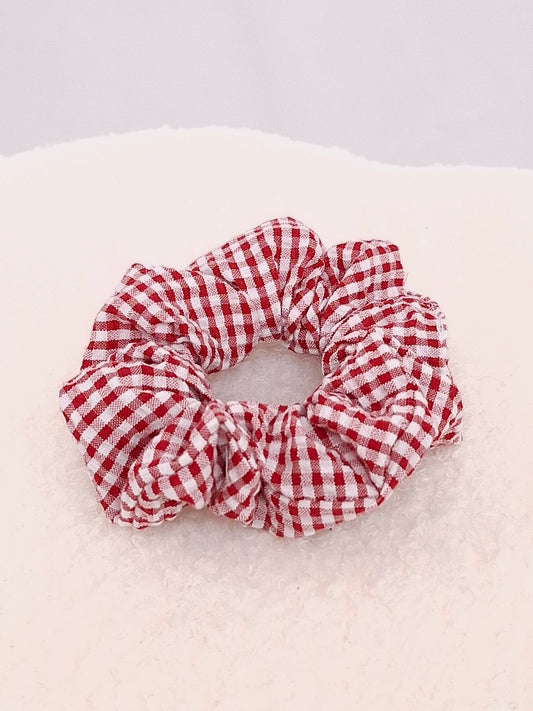 Chouchou coton vichy rouge et blanc