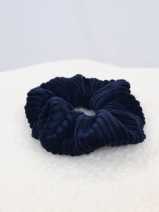 Chouchou velour cotelé bleu marine